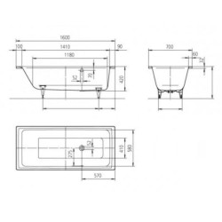 Kaldewei Ambiente - Baignoire Puro 684, 1600x700 mm, antidérapante, blanche 258430000001