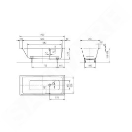 Kaldewei Ambiente - Baignoire Puro 656, 1700x750 mm, effet perl, blanc 256600013001