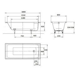 Kaldewei Ambiente - Baignoire Puro 653, 1800x800 mm, antidérapante sur toute la surface, blanche 256334010001