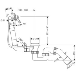 Hansgrohe Exafill - Corps de base pour ensemble supérieur de sortie de baignoire avec vidange et déversoir pour baignoires