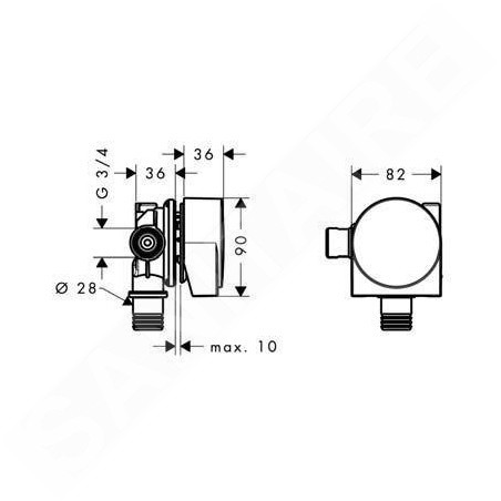 Hansgrohe Exa - Ensemble supérieur de sortie de baignoire 58112000