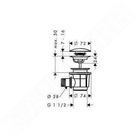 Hansgrohe Garnitures de vidage - Garniture de vidange Push-Open pour les baignoires, chrome 50107000