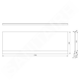Polysan Plain Nika - Panneau frontal PN 175, 1750 x 590 mm, blanc 72534
