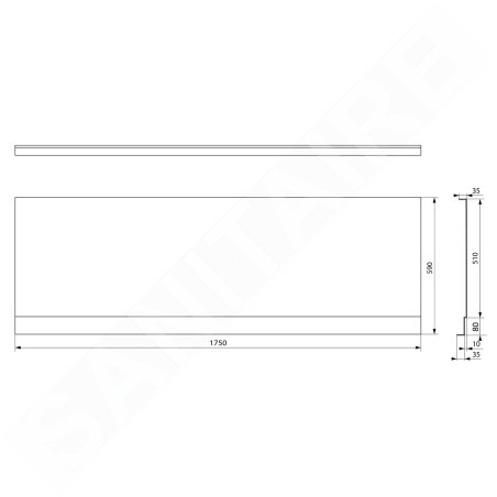 Polysan Plain Nika - Panneau frontal PN 175, 1750 x 590 mm, blanc 72534