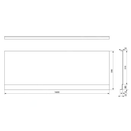 Polysan Plain Nika - Panneau frontal PN 160, 1600 x 590 mm, blanc 72505