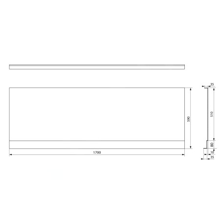 Polysan Plain Nika - Panneau frontal PN 170, 1700 x 590 mm, blanc 72525