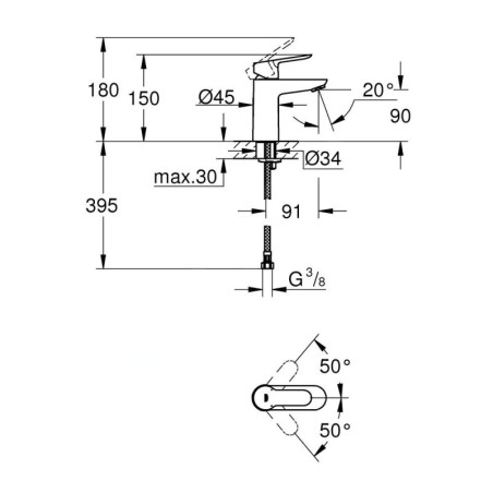Grohe BauEdge - Mitigeur de lavabo, chrome 23330000