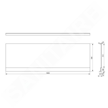 Polysan Plain Nika - Panneau frontal PN 180, 1800 x 590 mm, blanc 72543