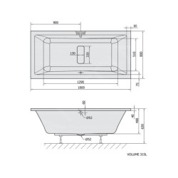 Polysan Baignoires - Baignoire rectangulaire MARLENE, 1800 x 800 x 480 mm, blanc 72034