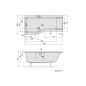Polysan Baignoires - Baignoire asymétrique VERSYS L, 1700 x 840 x 470 mm, gauche, blanc 70111