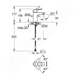 Grohe BauLoop - Mitigeur de lavabo, chrome 23337000