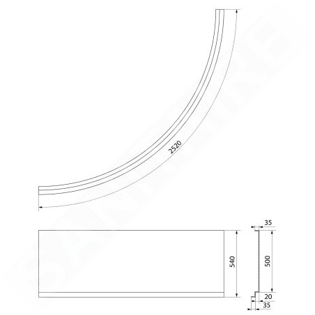 Aqualine Baignoires - Panneau frontal DYJE, hauteur 540 mm, blanc A1544