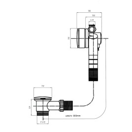 Sapho Senator - Garniture de vidage avec remplissage, ClickClack, longueur 900 mm, bonde 72 mm, inox VR269028