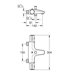 Grohe Grohtherm 800 - Mitigeur thermostatique de baignoire, chrome 34756000