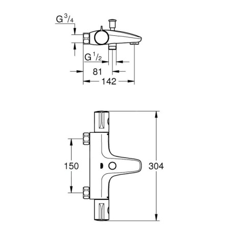 Grohe Grohtherm 800 - Mitigeur thermostatique de baignoire, chrome 34756000