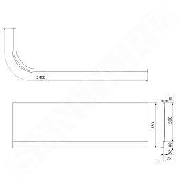 Polysan Viva - Panneau frontal R 185, droit, blanc 72149