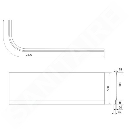 Polysan Viva - Panneau frontal R 185, droit, blanc 72149