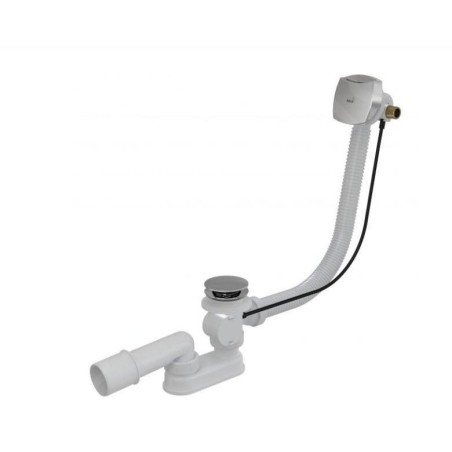 Alcadrain Garnitures de vidage - Kit vidange et trop-plein de baignoire avec remplissage, longueur 800 mm, chromé A564CRM1-80