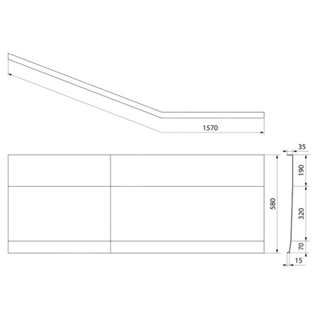 Polysan Tigra - Panneau frontal, longueur 1500 mm, droit, blanc 72935
