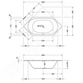 Duravit D-Code - Baignoire 1900x900 mm, blanc 700138000000000