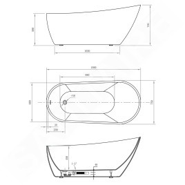 Aqualine Baignoires - Baignoire autoportante Tisa, 1700x750 mm, blanc E1575
