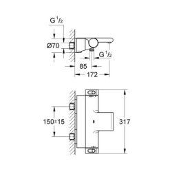 Grohe Grohtherm 2000 - Mitigeur thermostatique de baignoire, chrome 34464001