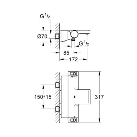 Grohe Grohtherm 2000 - Mitigeur thermostatique de baignoire, chrome 34464001