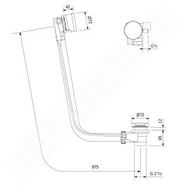 Polysan Accessoires - Garniture de vidage et de trop-plein pour baignoire, avec alimentation, avec bowden, longueur 975 mm,