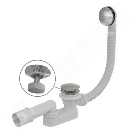 Alcadrain Garnitures de vidage - Kit vidange et trop-plein baignoire, longueur 570 mm, Click-Clack, chromé A507CKM