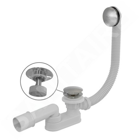 Alcadrain Garnitures de vidage - Kit vidange et trop-plein baignoire, longueur 570 mm, Click-Clack, chromé A507CKM
