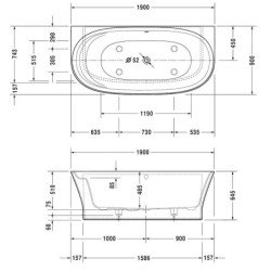 Duravit Cape Cod - Baignoire 1900x900 mm, blanc 700364000000000