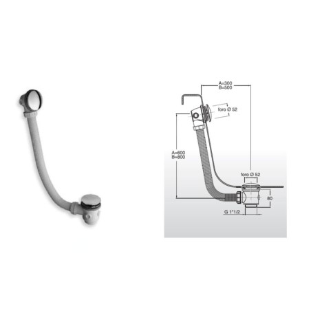 Bruckner Accessoires - ClickClack set de vidange et de trop-plein de baignoire, longueur 900 mm, chromé 164.390.1