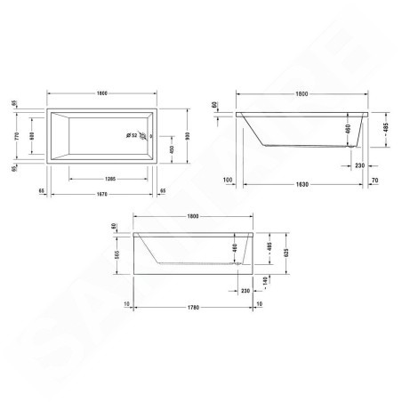 Duravit Starck - Baignoire 1800x900 mm, blanc 700050000000000