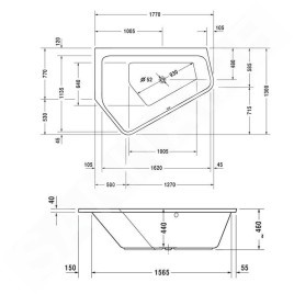 Duravit Paiova 5 - Baignoire asymétrique, 1770x1300 mm, gauche, blanc 700390000000000