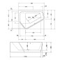 Duravit Paiova 5 - Baignoire asymétrique, 1900x1400 mm, avec panneau, gauche, blanc 700396000000000
