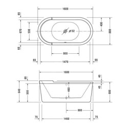 Duravit Starck - Baignoire îlot, 1600x800 mm, blanc 700409000000000