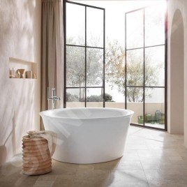 Duravit White Tulip - Baignoire îlot, diamètre 1400 mm, ClickClack, blanc 700470000000000