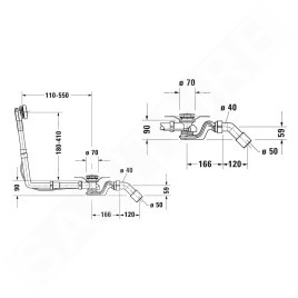 Duravit Accessoires - Garniture de vidage et de trop-plein pour baignoire, bowden, chrome 792216000001000