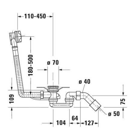 Duravit Accessoires - Garniture de vidage et de trop-plein pour baignoire, bowden, chrome 791287000001000