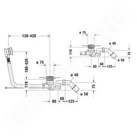 Duravit Accessoires - Garniture de vidage et remplissage par le trop-plein, câble bowden, longueur 1070mm, chrome