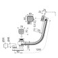 Alcadrain Garnitures de vidage - Kit vidange et trop-plein de baignoire avec remplissage, longueur 1200 mm, chromé A564CRM3-120