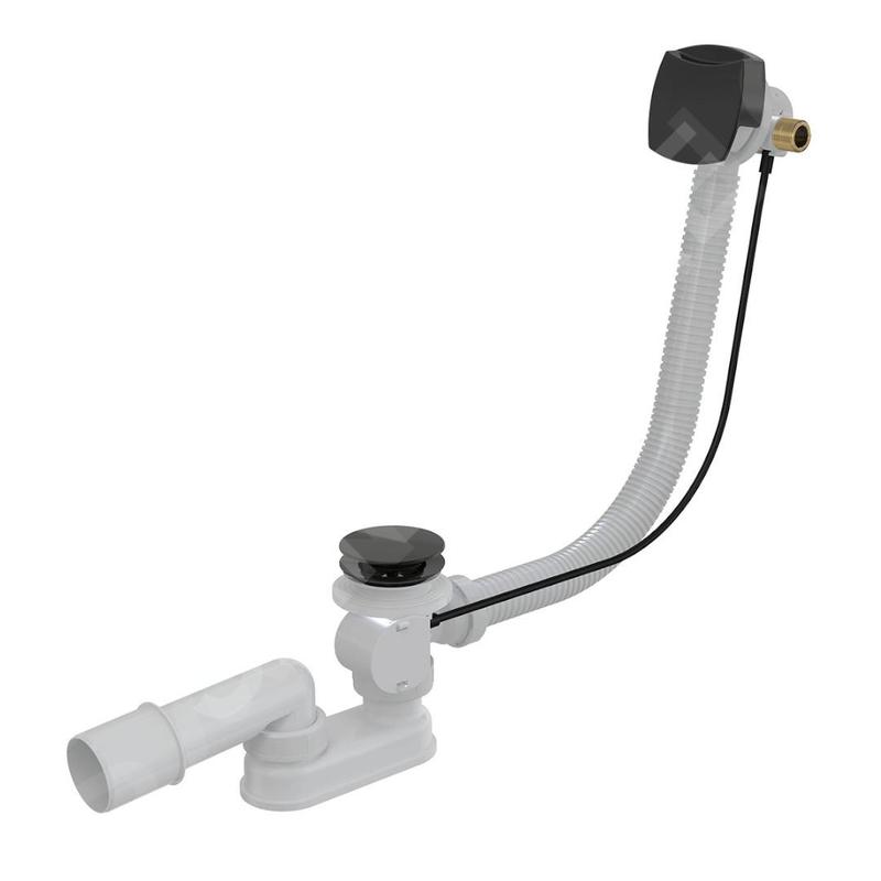 Alcadrain Garnitures de vidage - Kit vidange et trop-plein de baignoire avec remplissage, longueur 1200 mm, noir mat