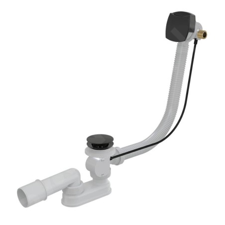 Alcadrain Garnitures de vidage - Kit vidange et trop-plein de baignoire avec remplissage, longueur 1200 mm, noir mat