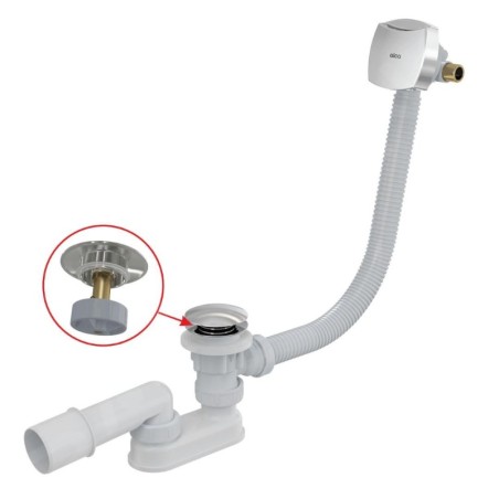 Alcadrain Garnitures de vidage - Kit vidange et trop-plein de baignoire avec remplissage, longueur 570 mm, Click-Clack, chromé