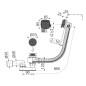 Alcadrain Garnitures de vidage - Kit vidange et trop-plein de baignoire avec remplissage, longueur 800 mm, noir mat A564BLACK-80