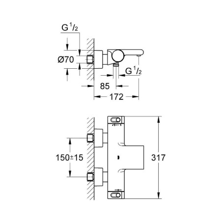 Grohe Grohtherm 2000 - Mitigeur thermostatique de baignoire, chrome 34174001