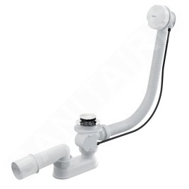Alcadrain Garnitures de vidage - Kit vidange et trop-plein baignoire, longueur 1200 mm, blanc/chrome A51B-120