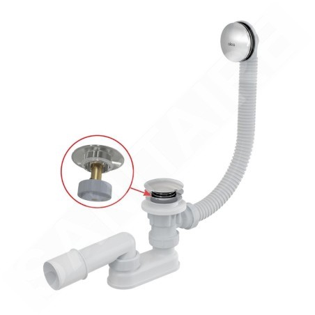 Alcadrain Garnitures de vidage - Kit vidange et trop-plein baignoire, longueur 1200 mm, Click-Clack, chromé A504CKM-120