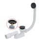 Alcadrain Garnitures de vidage - Ensemble vidage et trop-plein pour baignoire, longueur 1200 mm, Click-Clack, noir mat