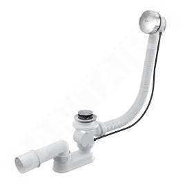 Alcadrain Garnitures de vidage - Kit vidange et trop-plein pour baignoire, longueur 1200 mm, chromé A55K-120